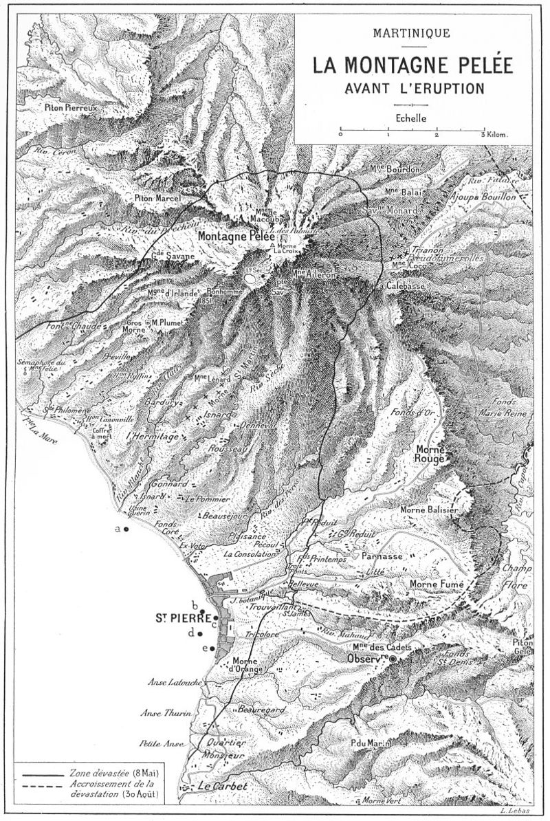 Mapa en que se indican las dos zonas principales donde se concentró la destrucción. Wikimedia Commons
